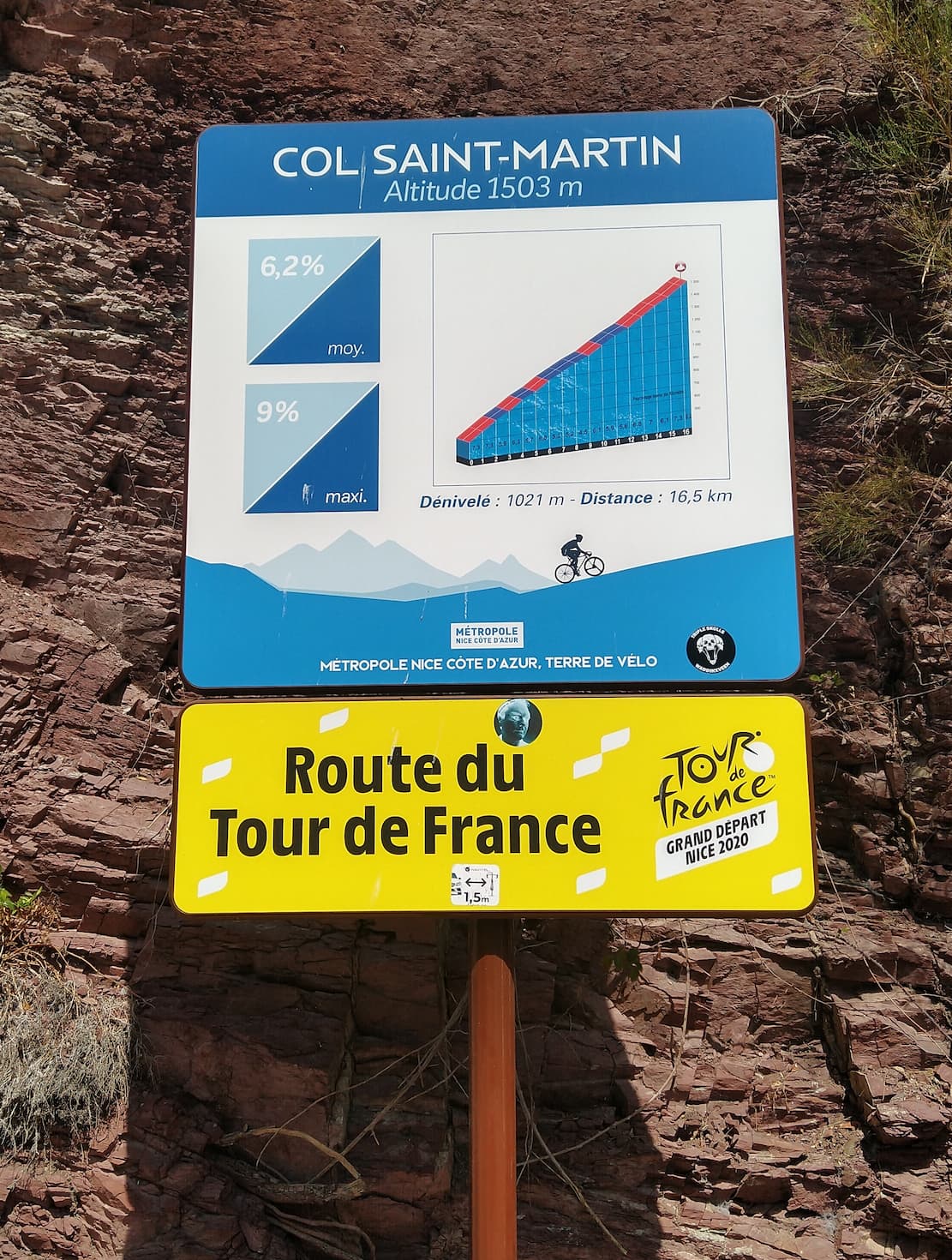 Tour de France sign for the climb to Col du Saint Martin