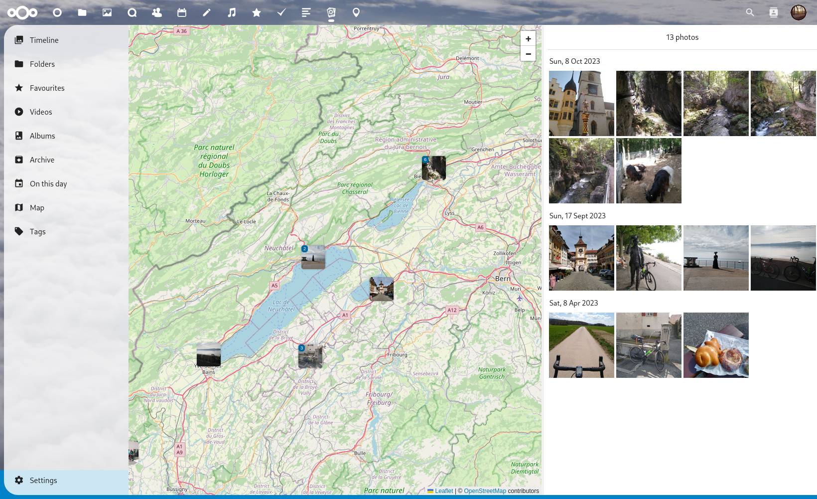 The map view allows visualizing where you were and what you did