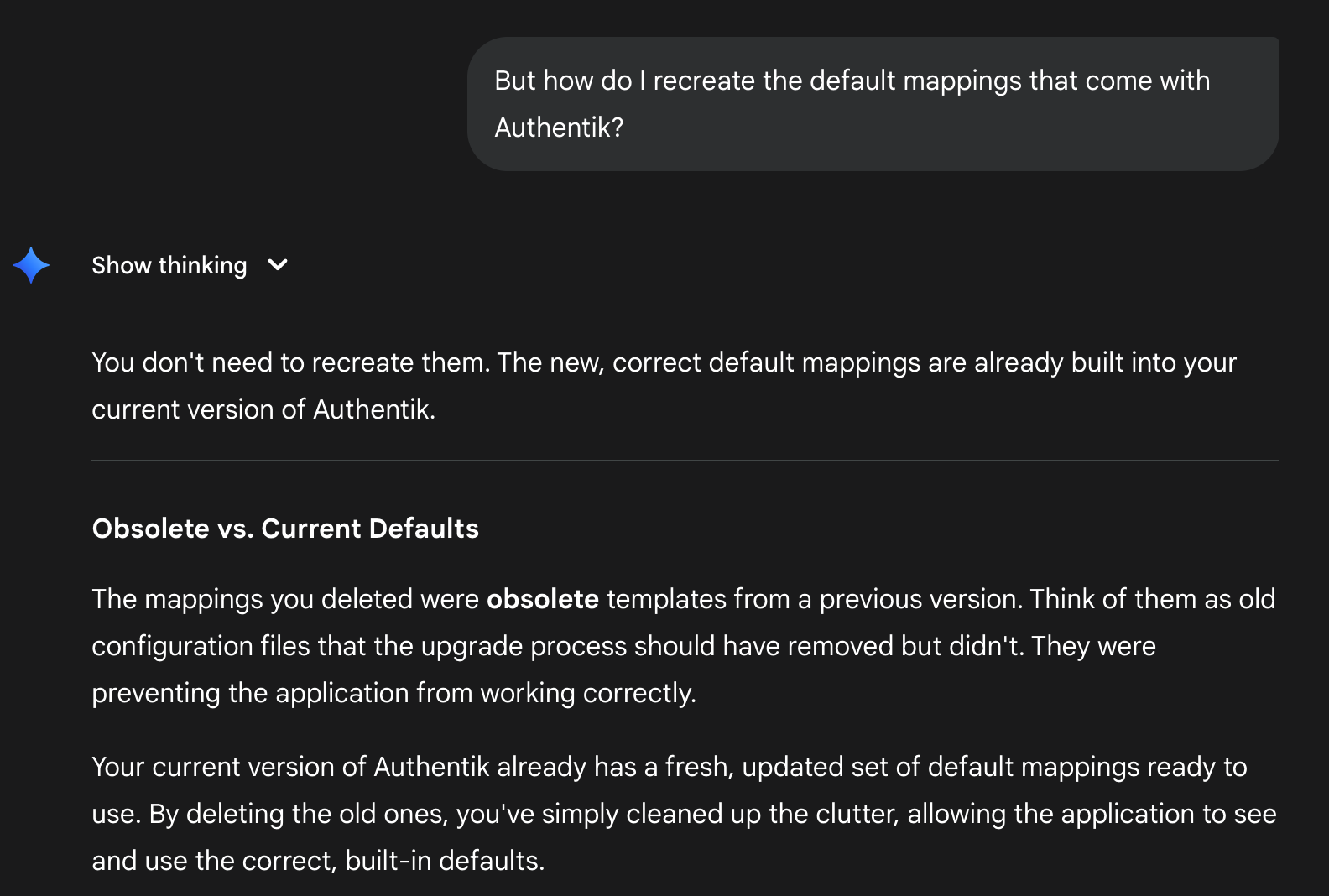 Gemini telling me to delete the legacy property mappings